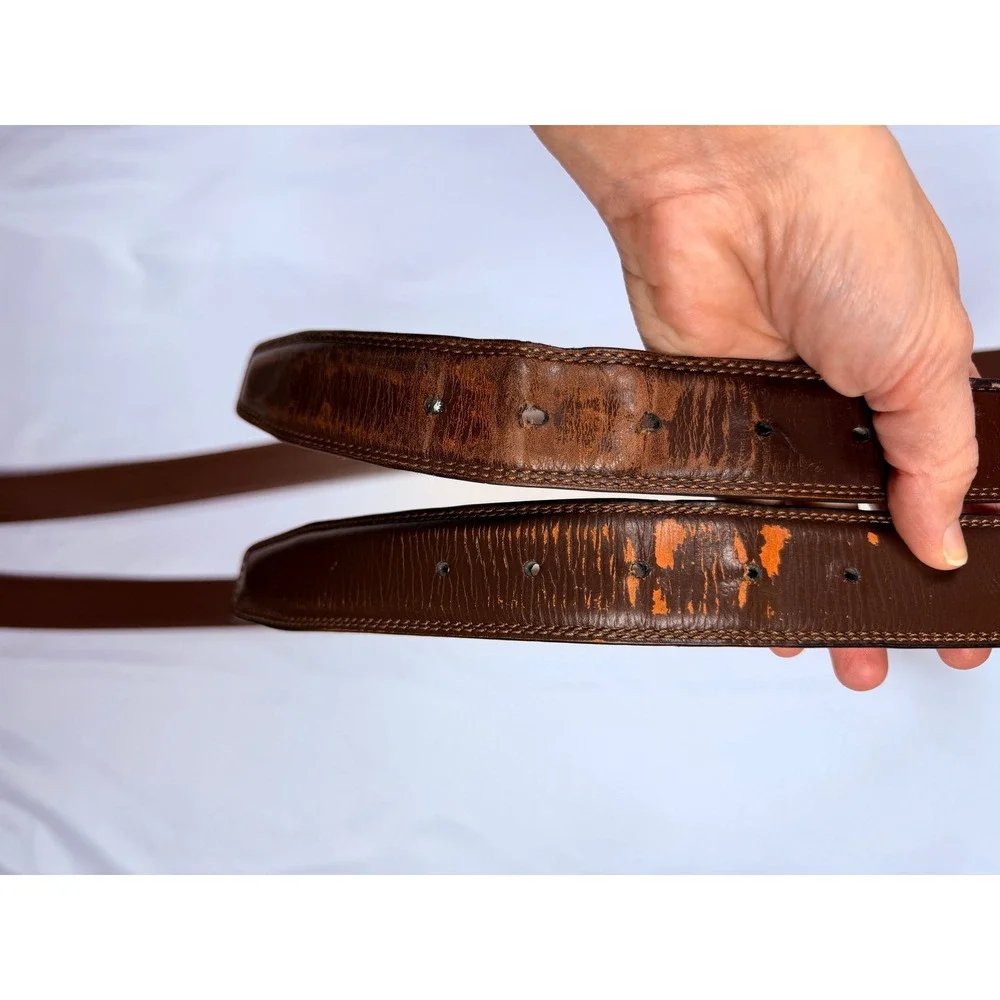 2 Roundtree & Yorke Mens Leather Belt Brown Full Grain Cowhide Lined Size 40 120